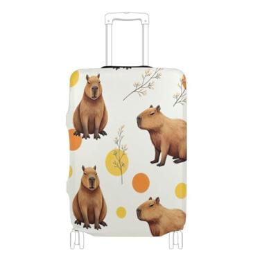 Imagem de Joisal Lindas capivaras marrons capas de mala protetor de bagagem bonito anti-arranhões colorido viagem férias essenciais, P, serve para capa de 45 a 50 cm, Poses de capivaras marrons fofas, S 18-20