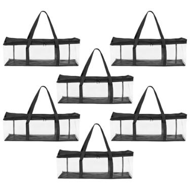 Imagem de 6 unidades de sacos de armazenamento de CD, cada um comporta 40 DVDs, bolsa organizadora de mídia com janela transparente, bolsas de armazenamento de CD portáteis com alças