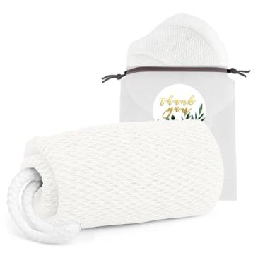 Imagem de 1 esponja de rede esfoliante africana, esfregão traseiro de tira longa, acessórios de banho de chuveiro para esfoliante corporal (branco)