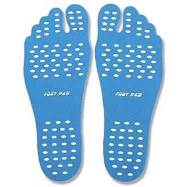 Imagem de Meias invisíveis de praia Tongkun com palito à prova d'água e gel de sílica antiderrapante, proteção contra o calor, roupas para evitar o corte para piscina, vôlei de areia, spa de banho (azul) (M)