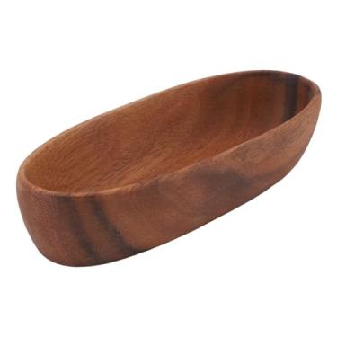 Imagem de Hapivida Tigela de madeira, tigela de salada inquebrável prato de lanche tigela de molho de frutas reutilizável tigelas de servir frutas prato de jantar de pão (P)