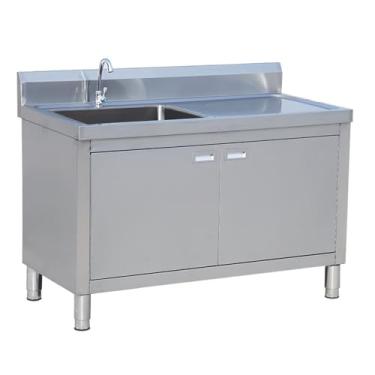 Imagem de Armário de pia integrado, armário independente sob a pia, armário de pia utilitário com pia de aço integrada, armário de pia de aço inoxidável de cozinha independente, armário de pia de lavanderia com