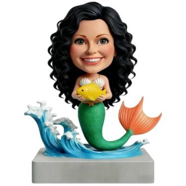 Imagem de Cabeçote de sereia personalizado - Presente personalizado de foto para estatueta para o Dia dos Namorados, aniversário, Ação de Graças, decoração de mesa feita à mão para casa/escritório/espaço