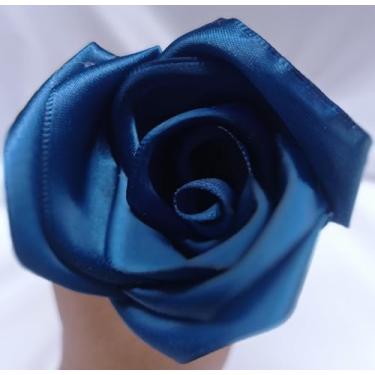 Imagem de Buquê de Rosa Eternas de Cetim+6 Fotos (16 Rosas) (Azul Marinho)