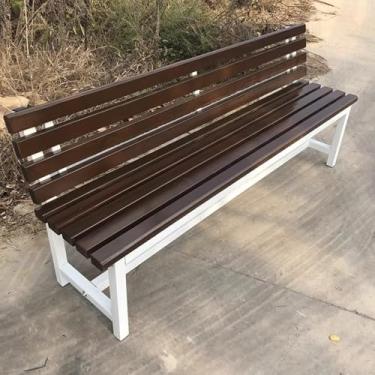 Imagem de Banco externo, banco de jardim para 2 pessoas. Banco de pátio para todos os climas, para varanda, pátio e jardim (tamanho: 120 cm/47 pol, cor: marrom - B)