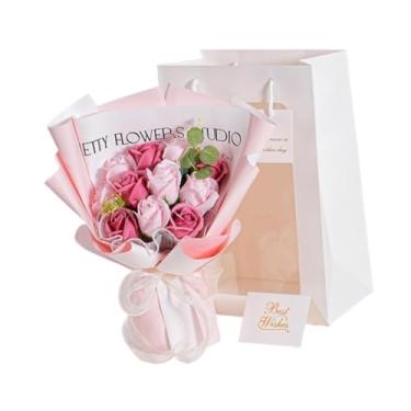 Imagem de MotiveTech Arranjo floral romântico com flores preservadas que dura de 2 a 3 anos. Rosa eterna para o Dia dos Namorados, Dia Mães, da Avó, Namorada, Rosa