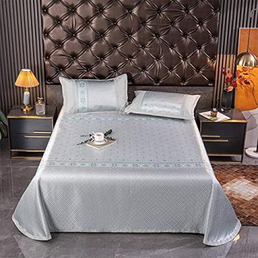 Imagem de TRGCJGH Cobertor de seda gelo, jogo de cama queen size, fronha macia e durável, lençol de cima e lençol com elástico, A-245 * 250 cm