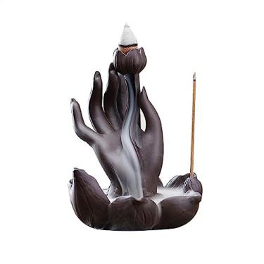 Imagem de porta-vara de incenso Decoração de mesa zen Porta-fragrância Criativo portátil em forma lótus Queimador incenso refluxo