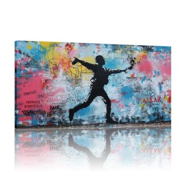 Imagem de Arte de parede em tela engraçada, arte Banksy, impressão de graffiti, tela de rua Banksy Graffiti - Mural de parede de grafite - (50 x 100 cm) sem moldura