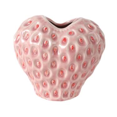 Imagem de Ｂｅｓｇａ Vaso de mesa em formato de morango, vaso para plantas, arranjo de flores, decorativo para entrada e sala de estar, Pink S