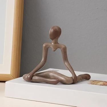 Imagem de Estátua de pensador de decoração de estante - Estatueta de escultura de pensador de leitura de arte abstrata estética, decoração de casa moderna para sala de estar prateleiras de escritório decoração