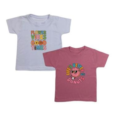 Imagem de Blusa Infantil Menina Kit 2 T-shirt Oferta Tendência Bloguer - CAMARIM
