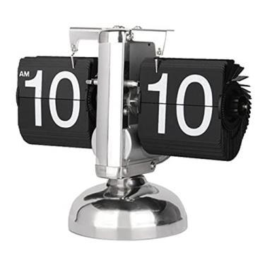 Imagem de Generic Digital Retro Minimalista único pé Mecânico Flip Relógio Relógio de Mesa para Casa Sala de Estar, Aço Inoxidável (Preto)