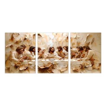 Imagem de Conjunto de 3 pôsteres de arte de parede Jesus Last Supper, decoração de parede cristã, impressão em tela de Jesus, pôsteres religiosos, arte da Bíblia, decoração de casa, imagens para sala de estar