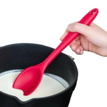 Imagem de Tampa de silicone flexível reutilizável universal Tampa de silicone para geladeira de cozinha (Colher de silicone (Vermelho))