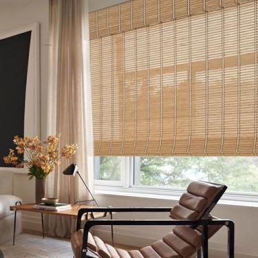 Imagem de Seeshade Persianas romanas de bambu sem fio – 71 cm L x 188 cm A persianas de bambu elegantes para janelas, tratamentos de janela personalizados para casa e escritório, fácil instalação, filtragem de