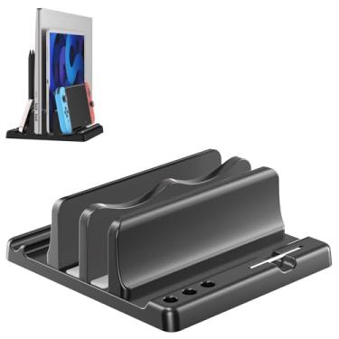 Imagem de Ahonnpely Suporte vertical para laptop – Suporte vertical ajustável de plástico ABS, economia de espaço, compatível com todos os MacBook Pro Air, Mac, HP, Dell, Microsoft Surface (preto)