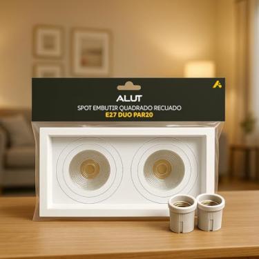 Imagem de Spot Led Recuado Embutir Gu10/MR16 Uno ou Duo Quadrado Branco Policarbonato Alut By Avant (Duo, E27/Par20)