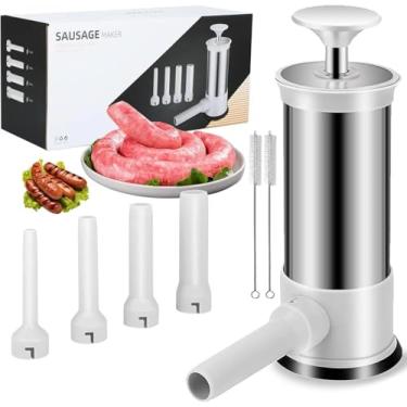 Imagem de Vexillaris Enchimento de salsicha caseiro, enchimento manual de salsicha, enchimento rápido de carne, ideal para uso doméstico, acampamento e cozinha ao ar livre (estilo prensa)