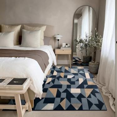 Imagem de 1 Tapete Quarto Beira Cama Antiderrapant 200X250 Js Do Zi Vr (M20 Azul - Geométrico Moderno)