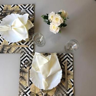 Imagem de Jogo Americano 6 Peças Mesa Posta Café da Manhã Jantar Guardanapo Porta-Guardanapo Elegante (JA012)