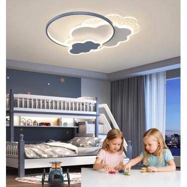 Imagem de Luminária de teto LED para quarto infantil, 50cm, estilo desenho animado, com intensidade ajustável, controle remoto e função de luz noturna. Ideal para quartos de meninos e meninas e salas