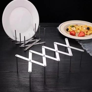 Imagem de Rack organizador de pratos ajustável de aço inoxidável 430, pequeno escorredor de louça, organizador de tampa de panela de aço inoxidável para armário de cozinha, tábua de corte, armazenamento de