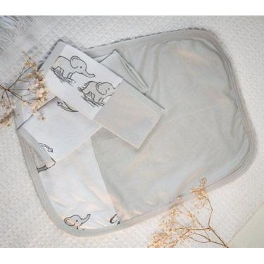 Imagem de Toalhinha de Boca Baby Malha Com 3 Peças - Tecebem, Cinza