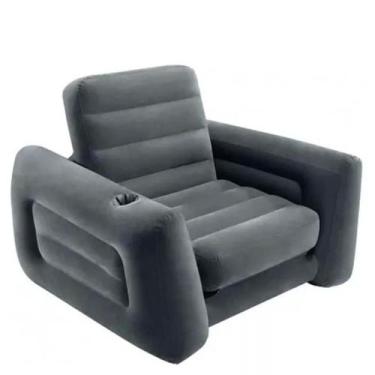 Imagem de POLTRONA SOFÁ INTEX CAMA DE LUXO AVELUDADA PORTA COPO 117x224x66CM, Pr