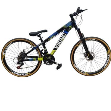 Imagem de Bicicleta 26 VikingX T25 24v Freeride Freio Disco Suspensão 80mm Pneu Slick Fino Fx Amarela1.50-Unissex