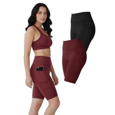 Imagem de Kit 2 Bermudas Fitness Feminina Bolsos Laterais-Feminino