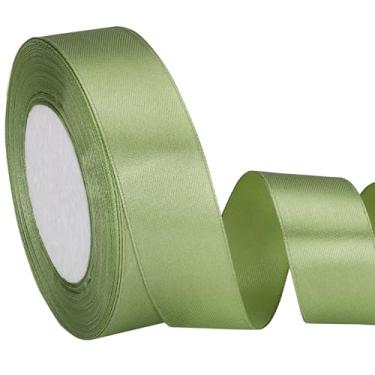 Imagem de EUSOAR Fita verde sálvia, 1 rolo de fita de cetim de tecido de 2,5 cm x 25 m, fitas de seda de casamento para artesanato embrulho de presente buquês de flores feito à mão para festa de casamento