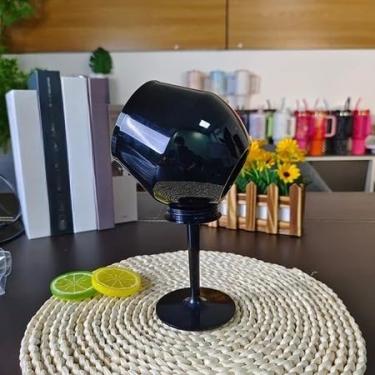 Imagem de Taça de Vinho 2 em 1 Gradiente 420ml – Inox 304 Portátil Copo Alto, Ideal para Praia, Piqueniques e Festas ao Ar Livre (Preto (420ML))