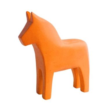 Imagem de Generic Estatueta sueca de cavalo Dala, decoração do Ano do Cavalo, presente para o Festival da Primavera, ornamento de mesa, madeira esculpida à mão para, Laranja
