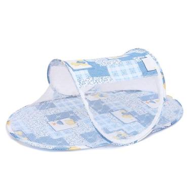 Imagem de Mosquiteiro Portátil para Berço de Bebê Dobrável | Rede Anti-Mosquito Respirável | Ideal para Casa e Viagem(AZUL/DESENHO 105CM)