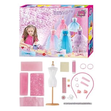 Imagem de Kit de confecção de vestidos para meninas, Kit de design de moda infantil - Kit de confecção de vestido criativo,Kit de artesanato para meninas, kit de design de roupas infantis para casa, jardim de i