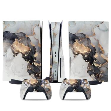 Imagem de Película de decalque para disco Ps5, capa adesiva de vinil de corpo inteiro para console e controle PlayStation 5 (mármore, edição de disco PS5)