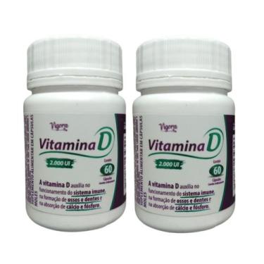 Imagem de Kit 2 Suplemento Vitamina D 2000UI 60 Cáps - Vigora Plus Sabor:Sem Sab