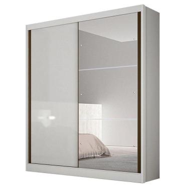 Imagem de Guarda Roupa Solteiro Dante 2 Portas Neve Com Nicho E Espelho - Novo Horizonte