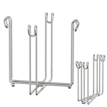 Imagem de Suporte de cozinha 304 aço inoxidável saco plástico rack multifuncional copos de bancada garrafas rack de secagem para garrafas e copos saco de lixo prateleira saco de lixo suporte para casa cozinha