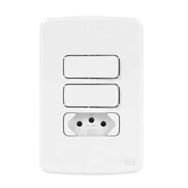 Imagem de Interruptor COMPOSÉ com Placa, 2 Teclas + Tomada 2P+T, 20A, Branco WEG