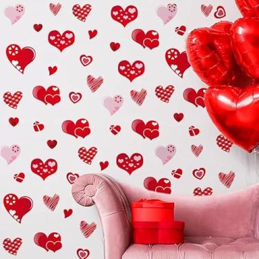 Imagem de 50 peças de decalque grande de janela de carta de amor, coração colorido e adesivos de janela rosa para o dia dos namorados, decoração de parede de porta de vidro, adereço de foto adequado para