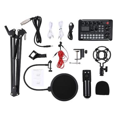Imagem de Amgei Kit de microfone de suspensão de para-brisa à prova de choque, placa de som profissional, microfone e microfone F998, placa de som ao vivo, BM800, suporte à prova de choque, para-brisa
