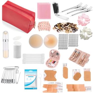 Imagem de Vansungs Kit de emergência de casamento feminino itens essenciais para noivas equipe noiva tudo em um kit de viagem cuidados pessoais conjunto de viagem feminino (vermelho)