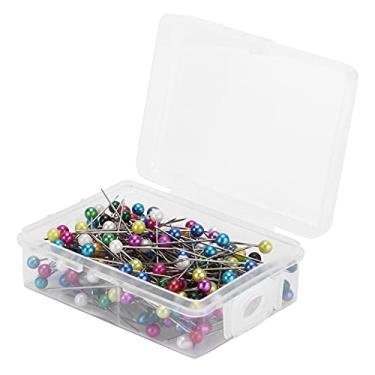 Imagem de Pinos retos, acessórios de costura, 200 peças, agulha de posicionamento, pinos de esfera de com caixa de armazenamento de plástico para decoração de joias