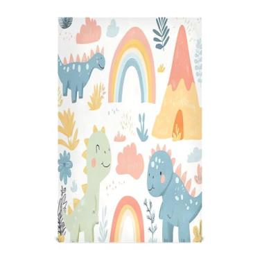 Imagem de Wassud Toalhas de cozinha de dinossauros fofos panos de prato de cozinha 1 pacote panos de prato macios com laço para pendurar toalha de mão super absorvente de secagem rápida toalhas de chá de mesa