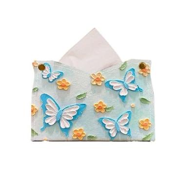 Imagem de Capa de caixa de lenços de papel PU porta-guardanapos de couro para toalha de papel doméstico sala de estar caixa de lenços suporte de lenços faciais suporte de caixa de lenços (multicolorido)