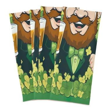 Imagem de Wassud Toalhas de cozinha Leprechaun (2) panos de prato de cozinha pacote com 4 panos de prato macios com laço para pendurar toalha de mão de secagem rápida super absorvente toalhas de chá de mesa