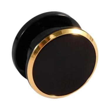 Imagem de Brinco De Expansão Em Aço Cirúrgico Com Plugue Redondo Preto Dourado -