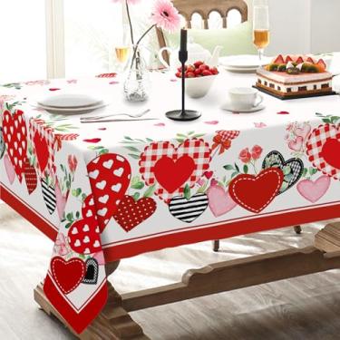 Imagem de Virtumob Toalha de mesa para decoração de dia dos namorados, capa de mesa de borboleta rosa rosa rosa, capa de mesa impermeável para jantar, cozinha, festa, decoração de férias, 152 x 213 cm, oblonga